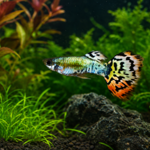 Luminous Mosaic male guppy