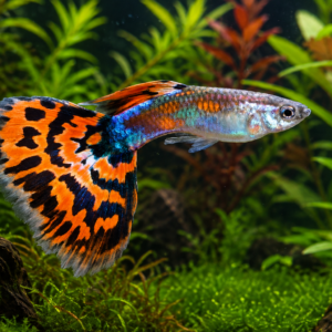 Red Mosaic male guppy
